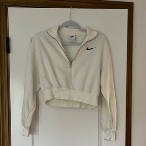 Nike Women's White Cropped Hoodie